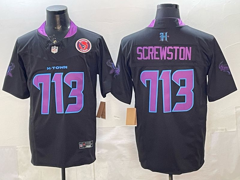 Men Houston Texans 713 Screwston Black 4th generations 2026 Nike Limited NFL Jersey style 2->houston texans->NFL Jersey